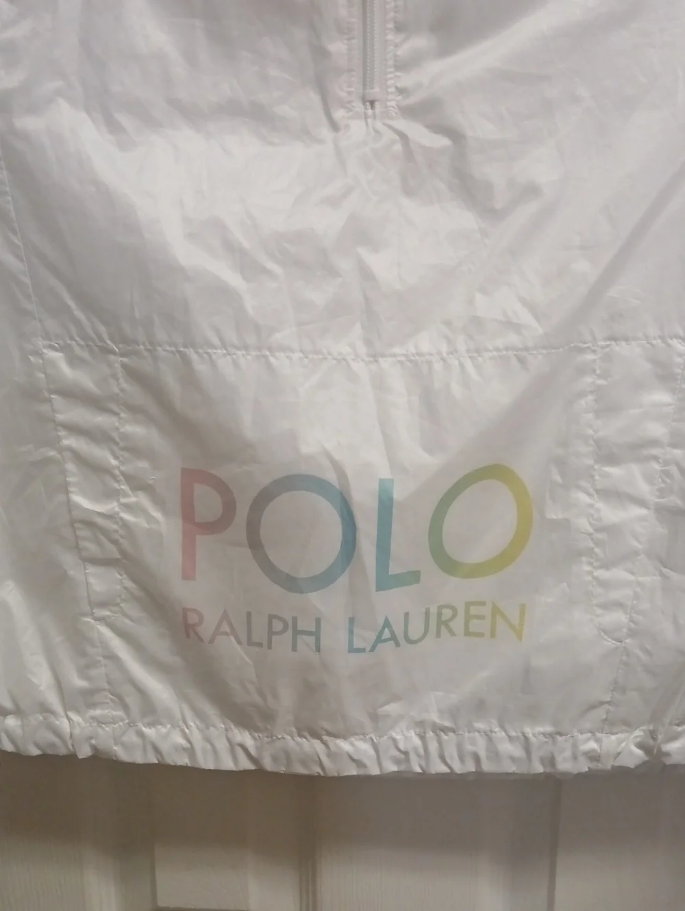 Polo Ralph Lauren White Oversized Thin Windbreaker Pullover NWOT Size L 12-14